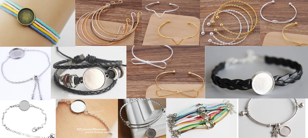 5 Bracelets Bezel Blank,Antique Bracelet Base Bracelet Tray for 18mｍ  Cabochon
