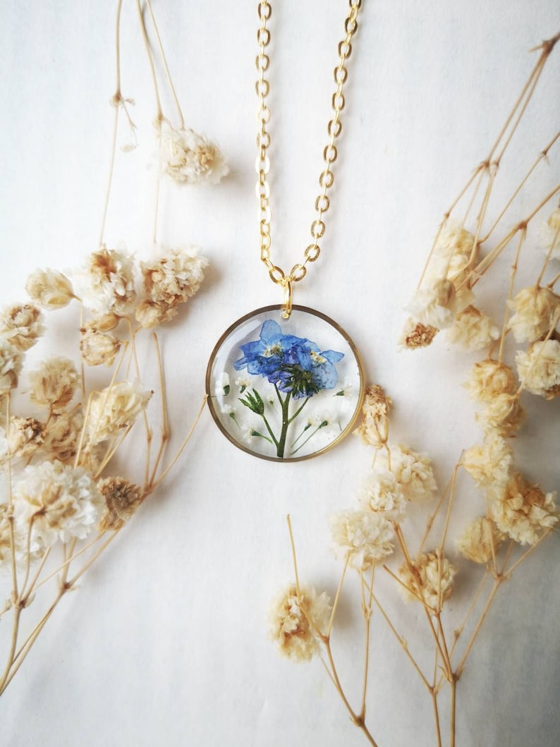 Forget Me Not Necklace,dainty Forget Me Not Jewelry, Real Flower