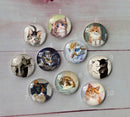 Handmade Round Photo Glass Cabachon  animal Cat A246
