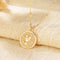 Dremmy Studios Birthday Flower Pendant Necklace 18K Gold Plated Exquisite Minimalist Birthday Flower Disc Pendant Carved Coin Necklace Minimalist Exquisite Customized Gift for Mom and Daughter, Metal, No Gems