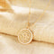 Dremmy Studios Birthday Flower Pendant Necklace 18K Gold Plated Exquisite Minimalist Birthday Flower Disc Pendant Carved Coin Necklace Minimalist Exquisite Customized Gift for Mom and Daughter, Metal, No Gems