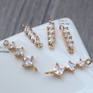 10pcs square CZ Pave Charm, , Zircon Connector, round zircon Charm Pendant, crystal Pave Charm, wholesale prices, High Quality