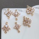 10pcs cz pave flower charm, bracelet necklace pendant,pave charm, gold plated over brass, crystal pendant