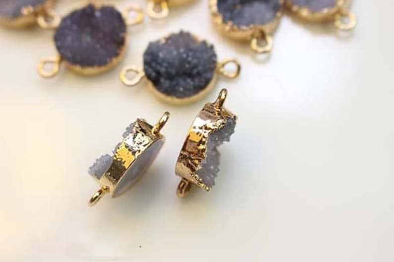10PCS Round Imitation Druzy, Druzy Connector, Resin Druzy Pendant Charm Drop, Bezel Gem Druzy, Link, 14*21MM, Jewelry Findings