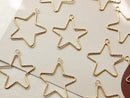 5PCS. Star Charm, Pentagram Dangle, Sweet Charm Pendant, Quality Gold Plated over Brass, 26*30MM, Choker Necklace diy, Brass Finding