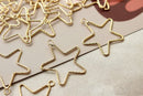 5PCS. Star Charm, Pentagram Dangle, Sweet Charm Pendant, Quality Gold Plated over Brass, 26*30MM, Choker Necklace diy, Brass Finding