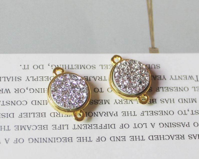 10PCS Round Imitation Druzy, Druzy Connector, Resin Druzy Pendant Charm Drop, Bezel Gem Druzy, Link,10MM, Jewelry Findings