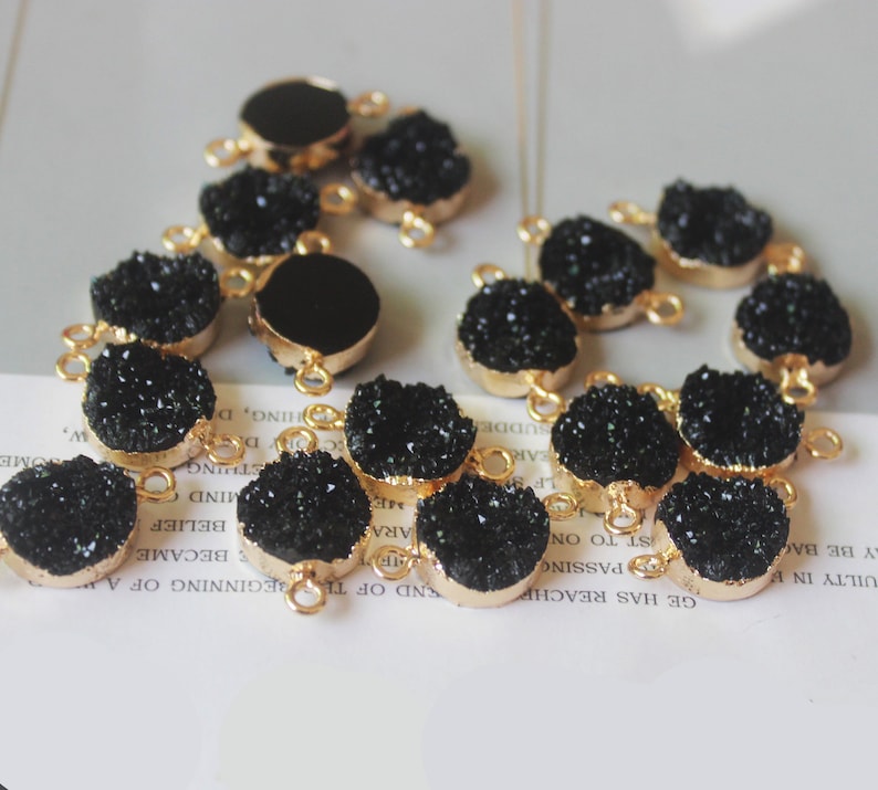 10PCS Round Imitation Druzy, Druzy Connector, Resin Druzy Pendant Charm Drop, Bezel Gem Druzy, Link, 14*21MM, Jewelry Findings