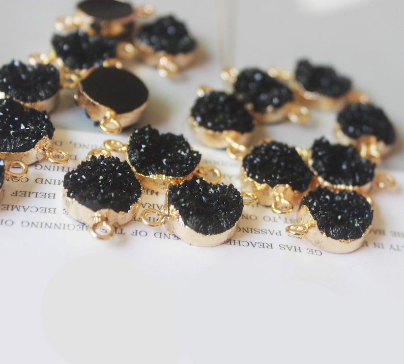 10PCS Round Imitation Druzy, Druzy Connector, Resin Druzy Pendant Charm Drop, Bezel Gem Druzy, Link, 14*21MM, Jewelry Findings