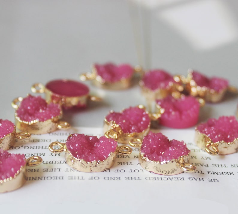 10PCS Round Imitation Druzy, Druzy Connector, Resin Druzy Pendant Charm Drop, Bezel Gem Druzy, Link, 14*21MM, Jewelry Findings