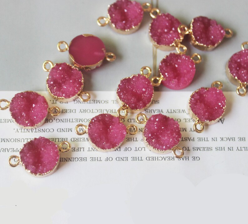 10PCS Round Imitation Druzy, Druzy Connector, Resin Druzy Pendant Charm Drop, Bezel Gem Druzy, Link, 14*21MM, Jewelry Findings
