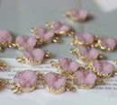 10PCS Round Imitation Druzy, Pink Druzy Connector, Resin Druzy Pendant Charm Drop, Bezel Gem Druzy, Link, 14*21MM, Jewelry Findings