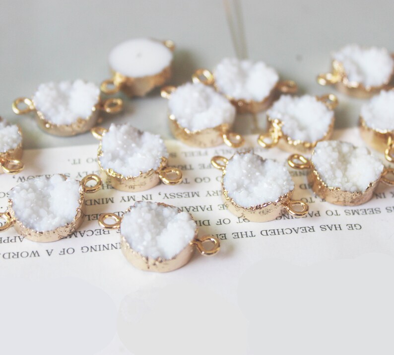 10PCS Round Imitation Druzy, Druzy Connector, Resin Druzy Pendant Charm Drop, Bezel Gem Druzy, Link, 14*21MM, Jewelry Findings