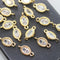 10pcs CZ Pave Oval Charm,Zircon Oval Connector, Bracelet Necklace Pendant,Pave Charm,Gold Plated Over Brass