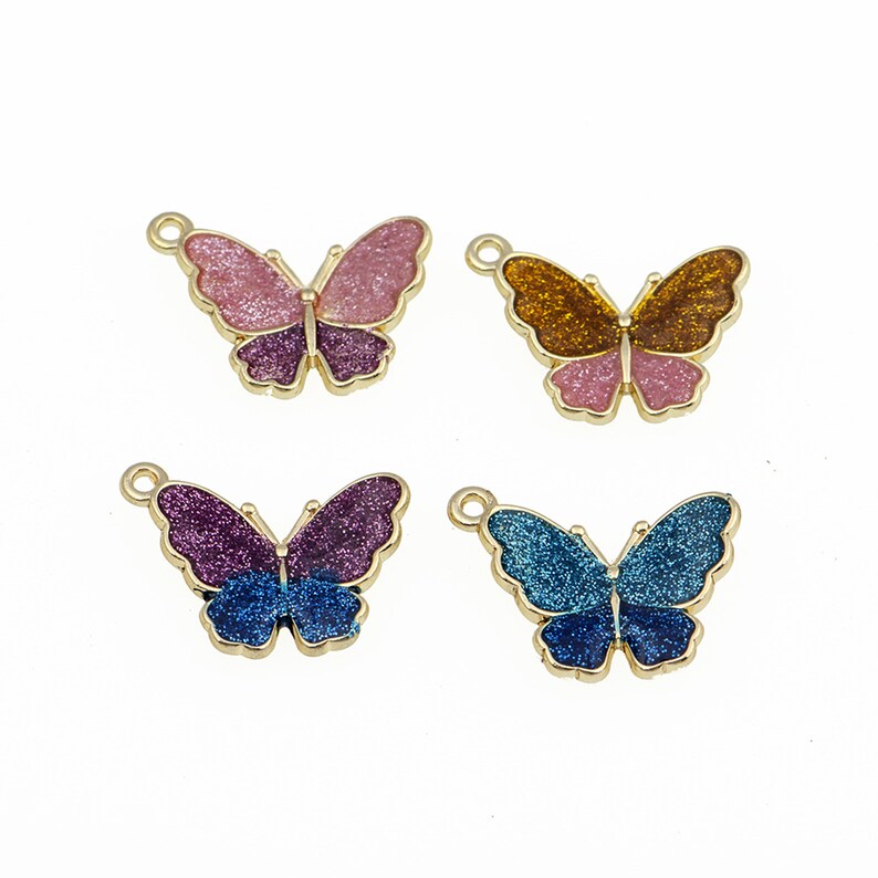 10pcs Gold Butterfly Charms, Butterfly Pendant, Dainty Charms, Necklace Charm, Bracelet Charms, Gold Plated Findings