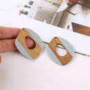 4pcs Epoxy Resin Pendants, Diamond Translucent White Resin Findings, Wood and Resin Pendant, Color Blocked, Large Round Charm