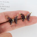 2pcs Real Gold Plated Crystal Butterfly Charm, Butterfly Connector, Glass Butterfly, Necklace Pendant
