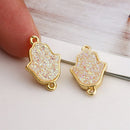 10PCS Imitation Druzy Hamsa Hand Charm, Druzy Connector, Resin Druzy Pendant Charm Drop, Bezel Gem Druzy, Link, Jewelry Findings