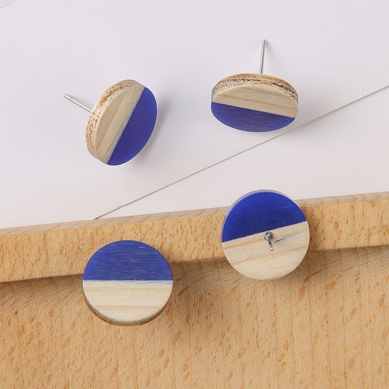 10pcs Round Wood Earrings, Ear Wire, Earrings Post,14mm Wood Earrings Studs,Diy Jewelry Accessories Craft Supplies