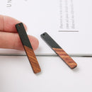 4pcs Epoxy Resin Pendants, Long Stick Translucent White Resin Findings, Wood and Resin Pendant, Color Blocked, Long BarCharm
