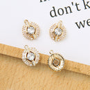 10pcs Gold Plated Round Zircon Charm, cz Pave Round Pendant, Jewelry Making Materials