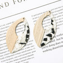 4pcs Epoxy Resin Pendants, Oval Translucent White Resin Findings, Wood and Resin Pendant, Color Blocked, Oval Wood Charm