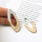 4pcs Epoxy Resin Pendants, Oval Translucent White Resin Findings, Wood and Resin Pendant, Color Blocked, Oval Wood Charm