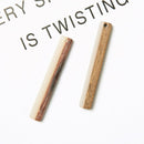 4pcs Epoxy Resin Pendants, Long Stick Translucent White Resin Findings, Wood and Resin Pendant, Color Blocked, Long BarCharm
