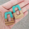 4pcs Epoxy Resin Pendants, Semi Translucent White Resin Findings, Wood and Resin Pendant, Color Blocked, Large Trapezoid Charm