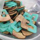 4pcs Epoxy Resin Pendants, Semi Translucent White Resin Findings, Wood and Resin Pendant, Color Blocked, Large Trapezoid Charm