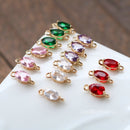 10pcs Gray Crystal Glass Connector Pendant Charm, 5 colors Faceted Lucite beads, oval Channel Charm,Bezel Gemstone, wholesale prices