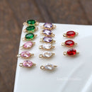 10pcs Gray Crystal Glass Connector Pendant Charm, 5 colors Faceted Lucite beads, oval Channel Charm,Bezel Gemstone, wholesale prices