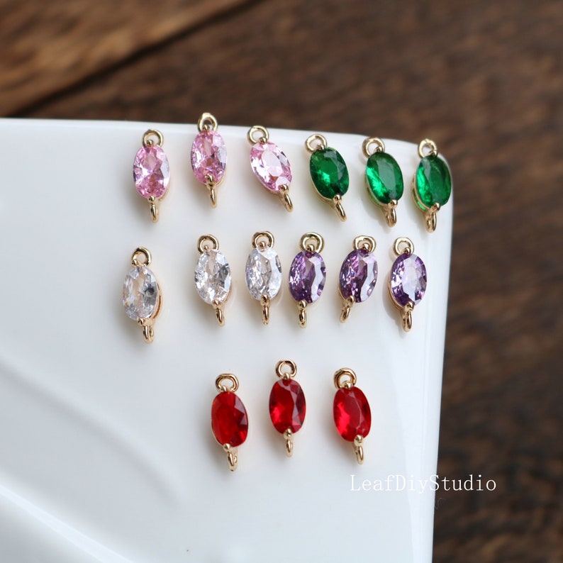 10pcs Gray Crystal Glass Connector Pendant Charm, 5 colors Faceted Lucite beads, oval Channel Charm,Bezel Gemstone, wholesale prices