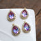 10pcs Gold Plated Teardrop Charm, 11X17mm CZ Pave Charm, Wrapped gradient two-tone, Crystal Faceted Glass zircon Pendant