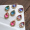 10pcs Gold Plated Teardrop Charm, 11X17mm CZ Pave Charm, Wrapped gradient two-tone, Crystal Faceted Glass zircon Pendant