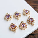 10pcs CZ Pave Diamond Connector charm, 11mm bracelet necklace pendant, 8 color pave charm,gold plated over brass