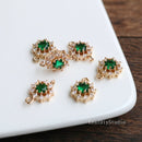 10pcs CZ Pave Diamond Connector charm, 11mm bracelet necklace pendant, 8 color pave charm,gold plated over brass