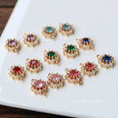 10pcs CZ Pave Diamond Connector charm, 11mm bracelet necklace pendant, 8 color pave charm,gold plated over brass