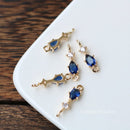 10pcs Teardrop CZ Pave Diamond Connector charm, zircon flower charm 5x17mm, 6 color pave charm, gold plated over brass