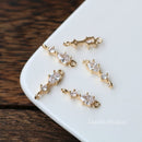 10pcs Teardrop CZ Pave Diamond Connector charm, zircon flower charm 5x17mm, 6 color pave charm, gold plated over brass