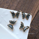 10pcs Butterfly Clear Faceted Set Stones, 12 colors Butterfly rystal Faceted Glass Connectors, CZ Pave Craft Supplies, DIY Finding