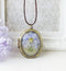 Pressed Flower Locket Necklace Photo Locket Pendant Necklace| Blue Purple Larkspur Flower Resin Necklace Long Sweater Necklace