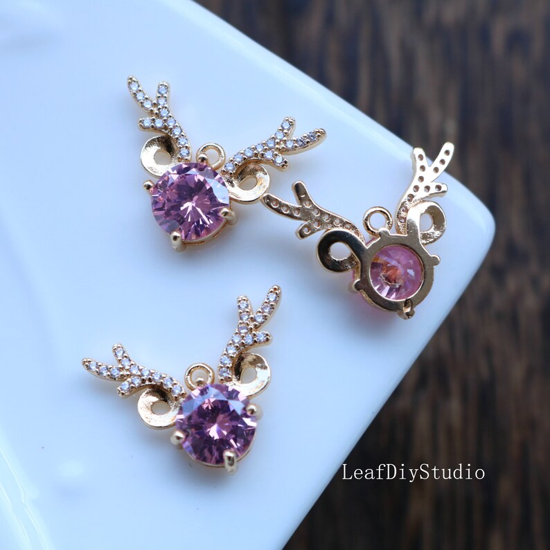 10pcs antlers zircon Charm pendant Zircon Charm CZ Pave Pendant Charm, DIY necklace pendant Jewelry Making,wholesale prices