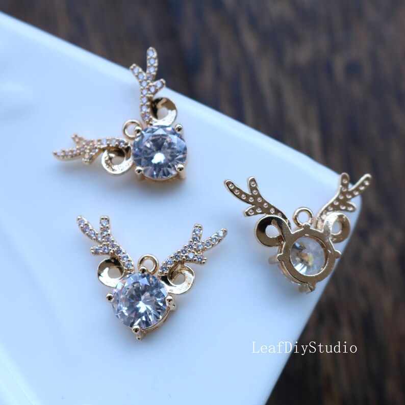 10pcs antlers zircon Charm pendant Zircon Charm CZ Pave Pendant Charm, DIY necklace pendant Jewelry Making,wholesale prices