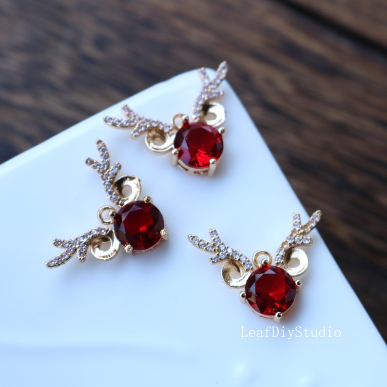 10pcs antlers zircon Charm pendant Zircon Charm CZ Pave Pendant Charm, DIY necklace pendant Jewelry Making,wholesale prices