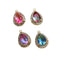 10pcs Gold Plated Teardrop Charm, 11X17mm CZ Pave Charm, Wrapped gradient two-tone, Crystal Faceted Glass zircon Pendant