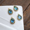 10pcs Gold Plated Teardrop Charm, 11X17mm CZ Pave Charm, Wrapped gradient two-tone, Crystal Faceted Glass zircon Pendant
