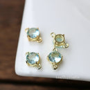10pcs Gold Plated Glass zircon Charm, crystal Connector, Glass zircon round double pendant, DIY Jewelry Supply