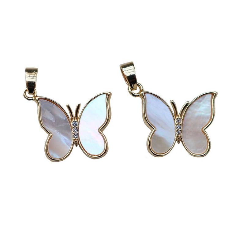 2pcs White fritillary Butterfly Pendant Charm, earrings bracelet necklace pendant Jewelry Making, wholesale prices
