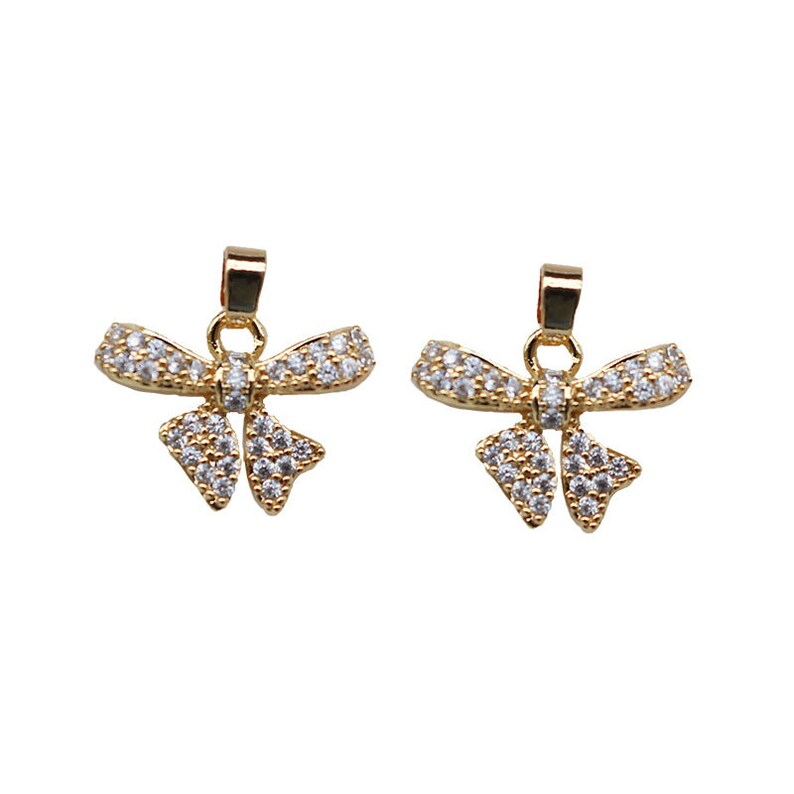 10pcs Bowknot CZ Pave Charm, Bowknot zircon Charm Pendant, Pave Charm, Bowknot Jewelry Making Supplies